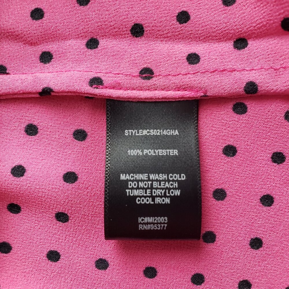 Sanctuary M Pink with Black Dots Bias Cut Polyester Crepe Midi Skirt Pull On NWT - Picture 6 of 8